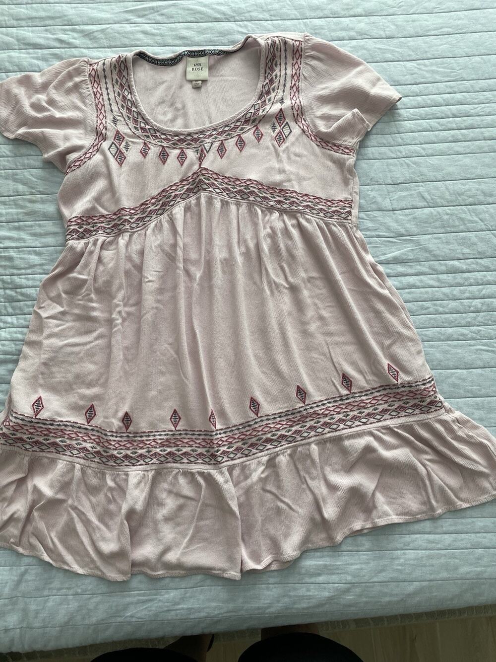Knox Rose Dress Boho Flutter Sleeve Babydoll Purple Embroidered Pockets XL D3